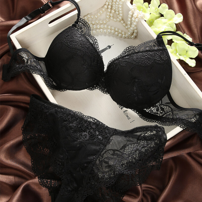 法拢文胸内裤全蕾丝c杯薄款少内衣胸罩深蓝9118