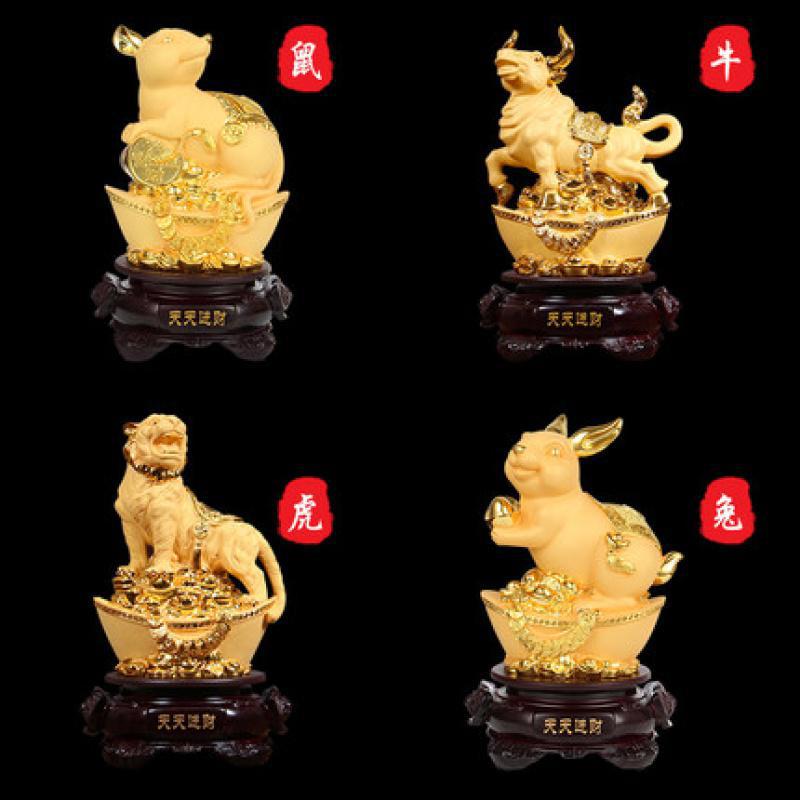 美帮汇十二生肖摆件树脂工艺品属鼠牛虎兔龙蛇马羊猴鸡狗猪礼品高清大图