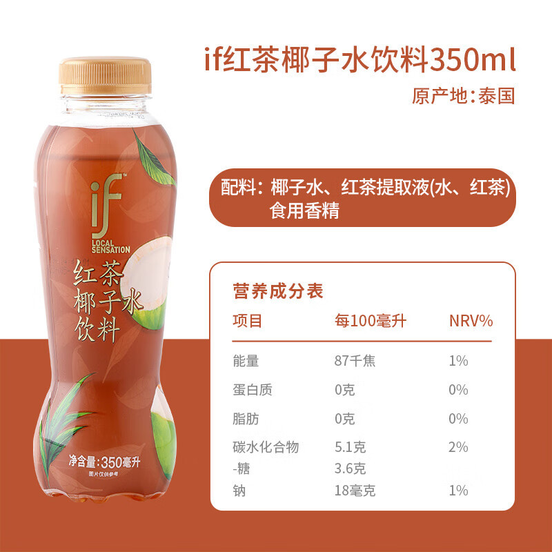 if 泰国进口红茶椰子水饮料 350ml×12瓶高清大图