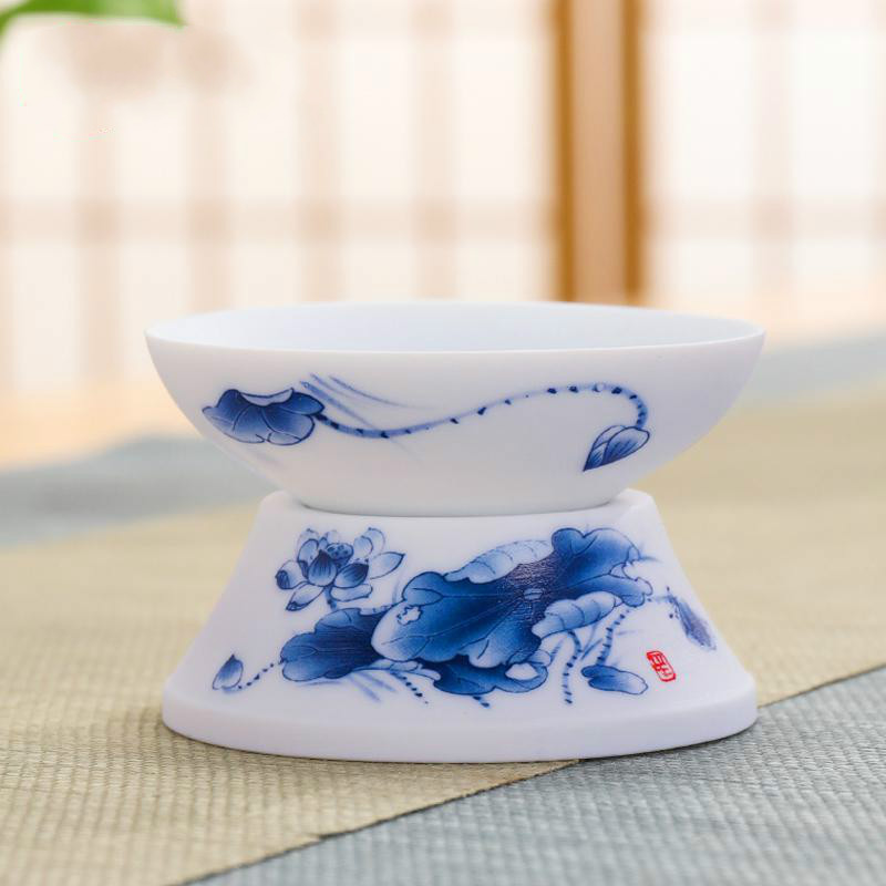 家柏饰(CORATED)青花瓷茶漏茶滤陶瓷荷花茶漏手绘茶隔茶叶过滤器滤网器泡茶Z高清大图