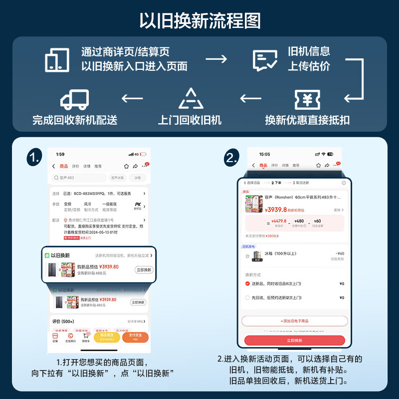 [苏选自营]容声蓝光养鲜452升法式多门四开门家用风冷无霜母婴一级能效变频节能大容量智能冰箱BCD-452WD16MPA