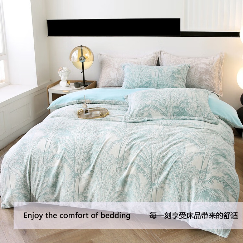 悠梦嘉居 7D雕花绒暖芙四件套 3500克 被套+床单+枕套*2 奇幻森林蓝绿 YJ-14561高清大图