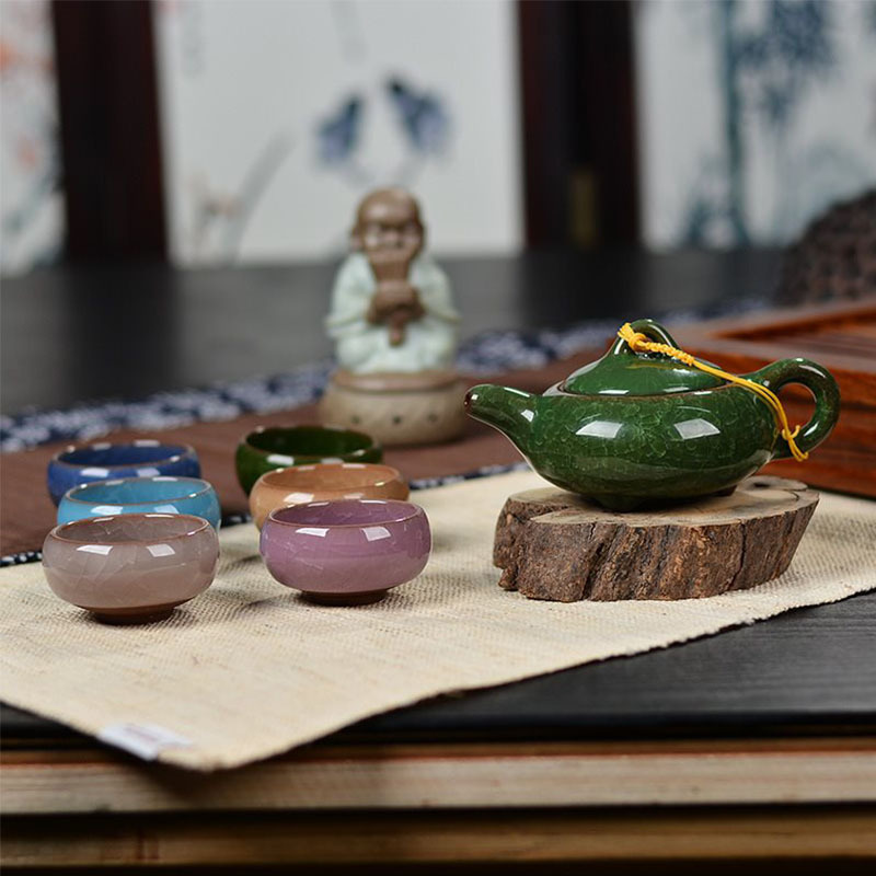 陶瓷冰裂釉功夫七彩茶具套装
