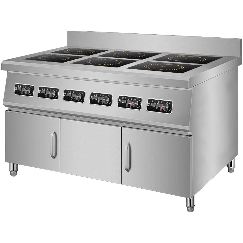 史蒂芬(stevison)豪华柜式6头300电磁煲仔炉220V/380V两种电压可选 3500W+6 双控开关不锈钢 H高清大图