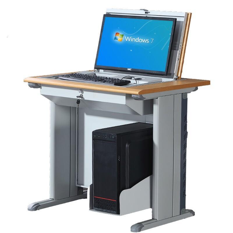 百名特弓形翻转嵌入台式电脑课桌学校不锈钢单双三人多媒体电教室培训