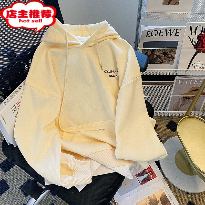 SHANCHAO牛油果绿假两件薄款设计感卫衣男早秋2023新款宽松连帽外套潮