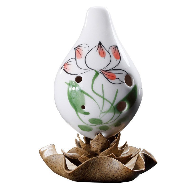 苏锡琴坊 绿荷 短嘴六孔ac中音c调青花瓷陶笛 6孔短嘴陶笛乐器