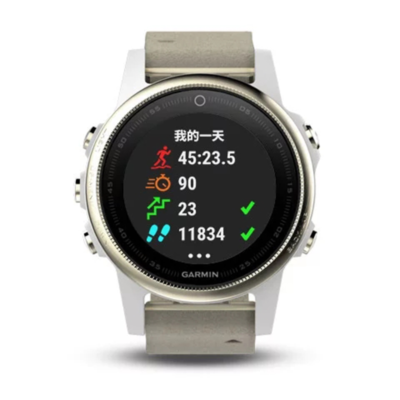 GARMIN佳明fenix5S飞耐时心率GPS登山游泳户外跑步运动智能功能手表防水100m(5S中文香槟金蓝宝石版)