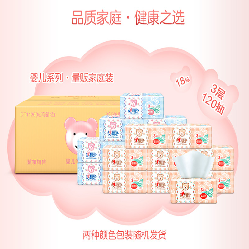心相印 DT1120(箱装)婴用型系列120抽三层塑装纸面18包(L码)高清大图