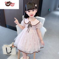 绿彩虹光小女孩连衣裙宝宝夏季公主纱裙洋气儿童裙子2三3-4-5岁女童蓬蓬裙