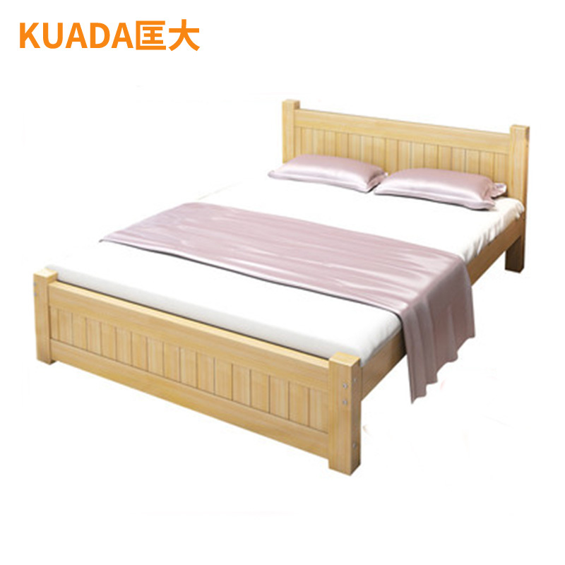 匡大 床 实木框架原木床1.0米床+10CM棕垫+床头柜*1KDMC-QT2010