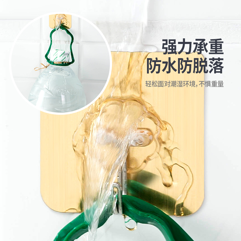 挂钩强力粘胶壁挂墙壁承重吸盘厨房贴墙上无痕钉架勾子免打孔粘钩|透明插头挂钩[10个装]