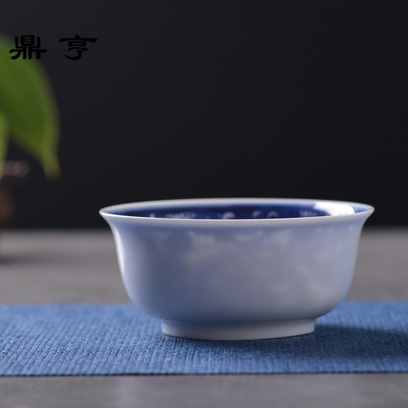 鼎亨景德镇盖碗手工三才碗 手绘秀外慧中青花盖碗 功夫茶具釉下彩