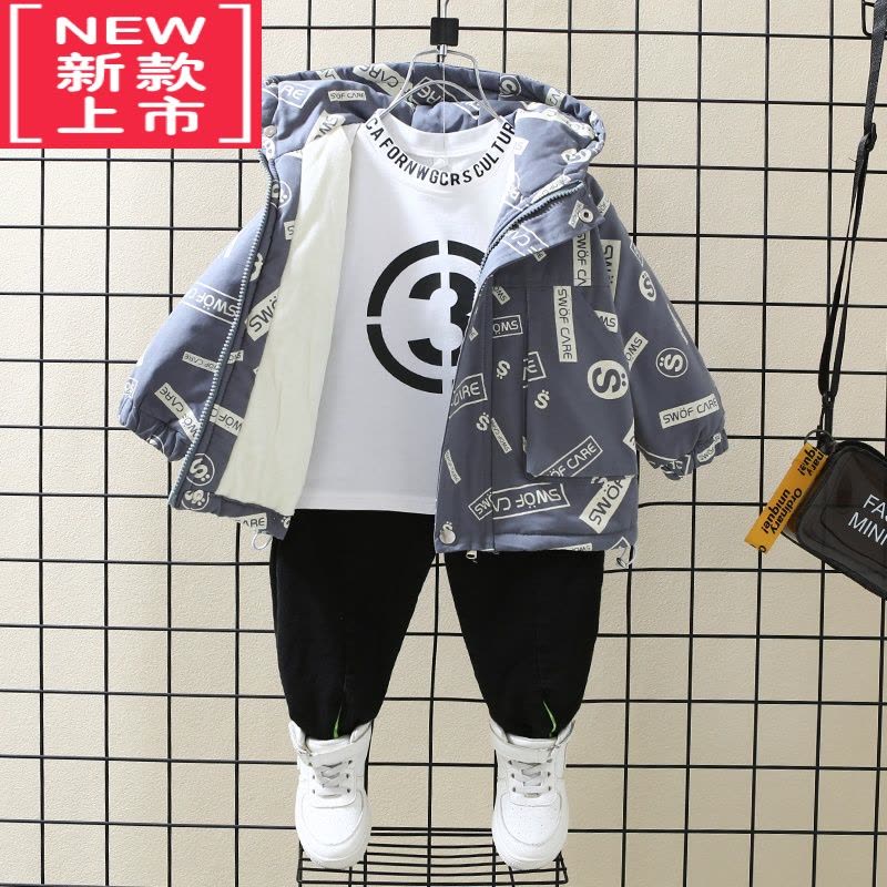 可莉允男童棉衣加厚秋冬装2022新款婴儿童加绒夹棉外套宝宝冬季洋气棉袄棉服图片