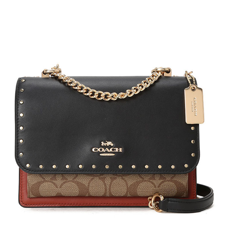 coach 口盖包 字母马车标 织物拼皮 90400