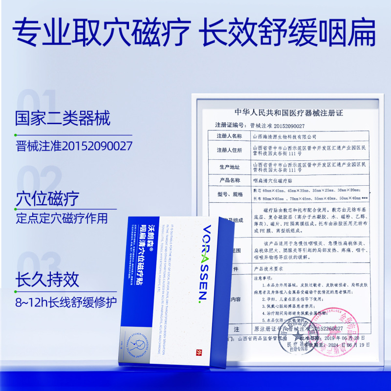 沃朗森咽炎慢性咽炎非除根神器咽喉炎专用贴喉咙异物感咳嗽止咳贴咽扁舒1788