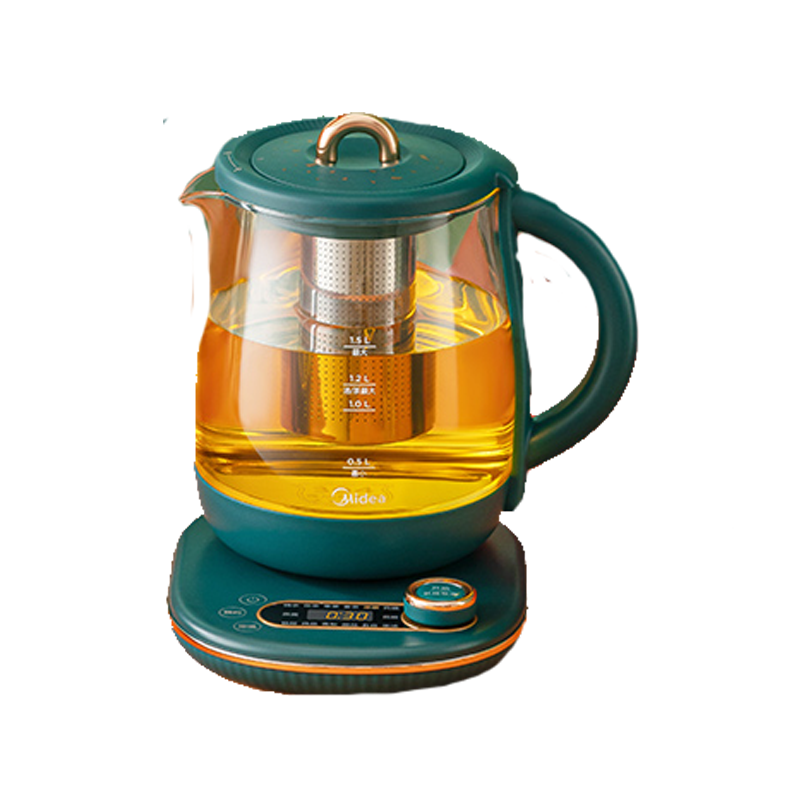 美的midea养生壶玻璃烧水壶煮茶器办公室电水壶恒温保温壶花茶煮茶器