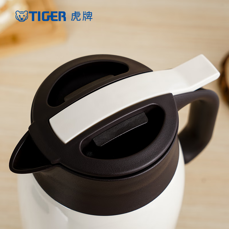 虎牌(TIGER)便携式办公家用热水瓶保温壶高档时尚简约压杆水壶PWM-A12C-CA珍珠白 1.2L高清大图