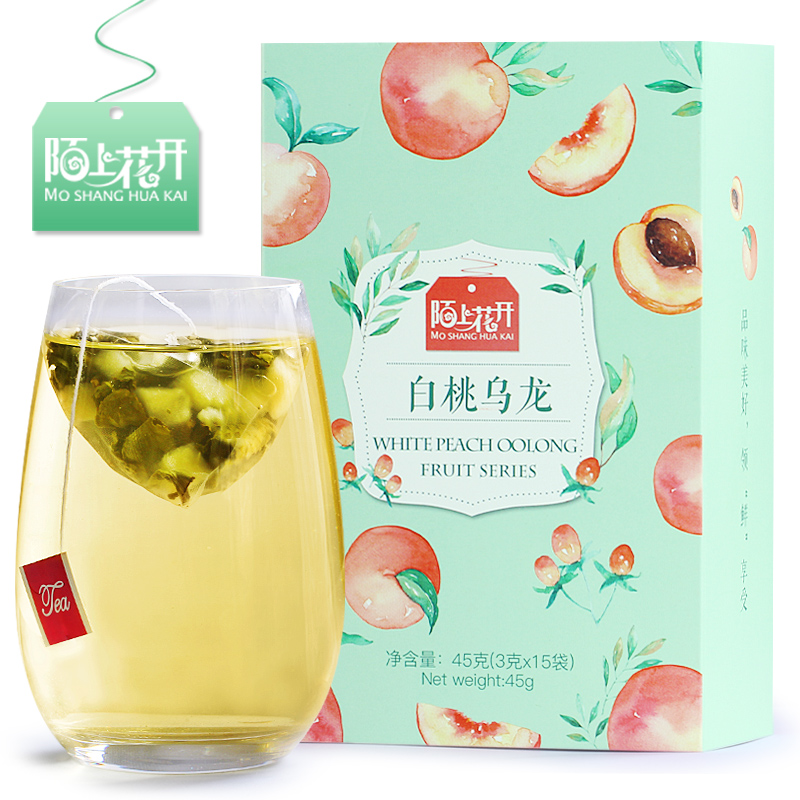 陌上花开白桃乌龙茶白桃乌龙蜜茶水果味冷泡茶组合三角茶包袋泡茶高清大图