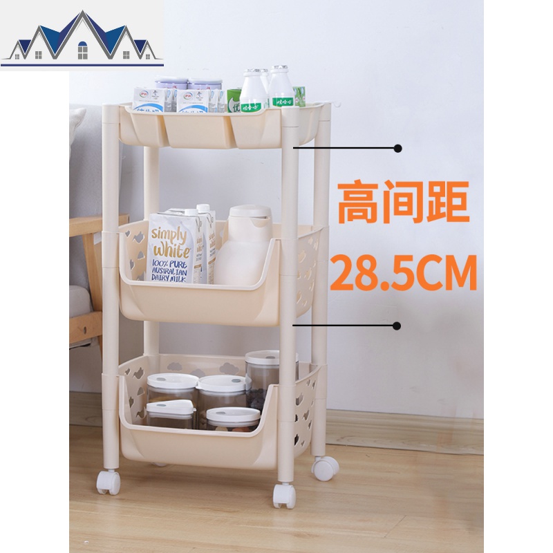 厨房放菜架子家用蔬菜置物架带轮多层零食收纳筐篮子小推车有轮子 三维工匠高清大图