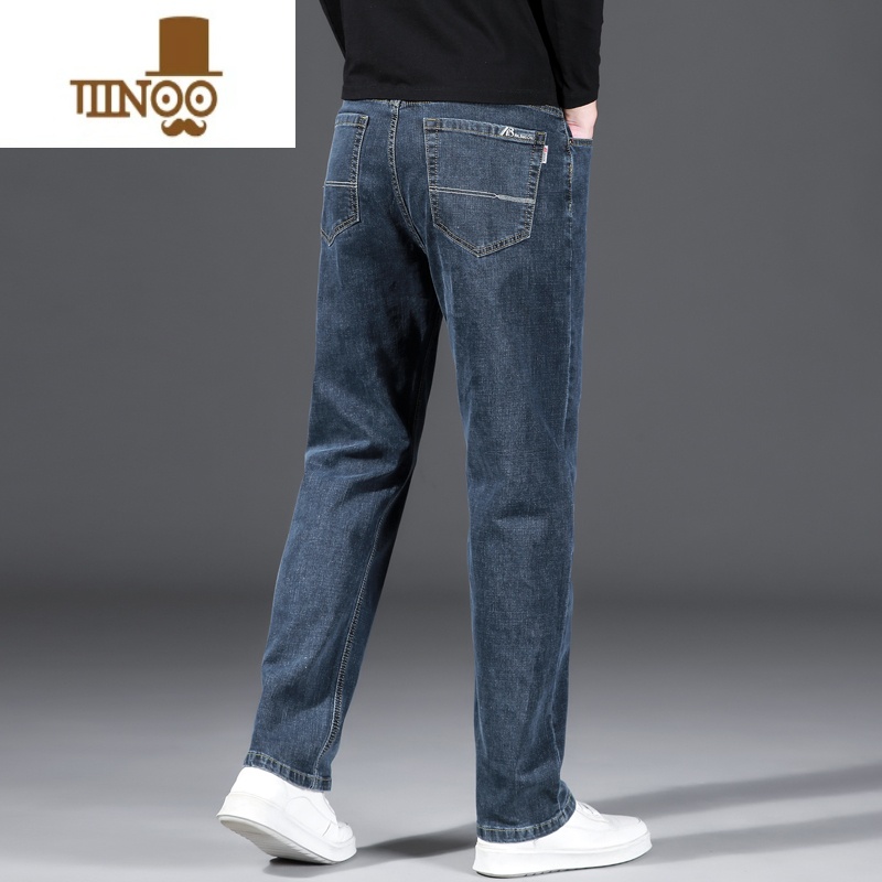 YANXU款高端牛仔裤男薄款宽松直筒阔腿大码弹力中年休闲长款闲直男高清大图
