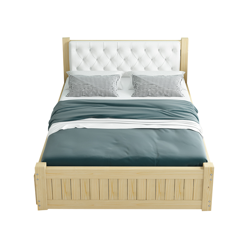 匡大床实木框架床宿舍接待床1.2米床 10cm棕垫 床头柜*1 kdmc-qt1220