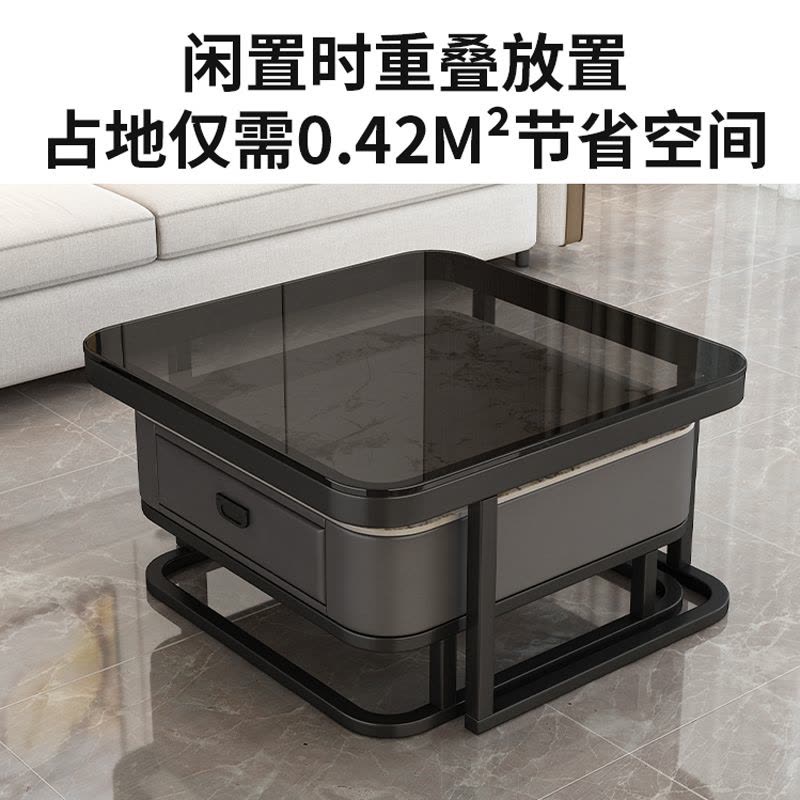 轻奢茶几客厅家用现代简约小户型方形岩板茶几电视柜组合1图片