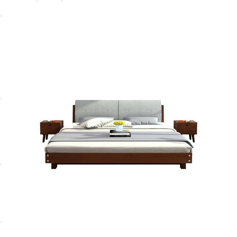 北欧实木床1.8米主卧软包双人床现代简约1.2m单人经济型1.5欧式床图片