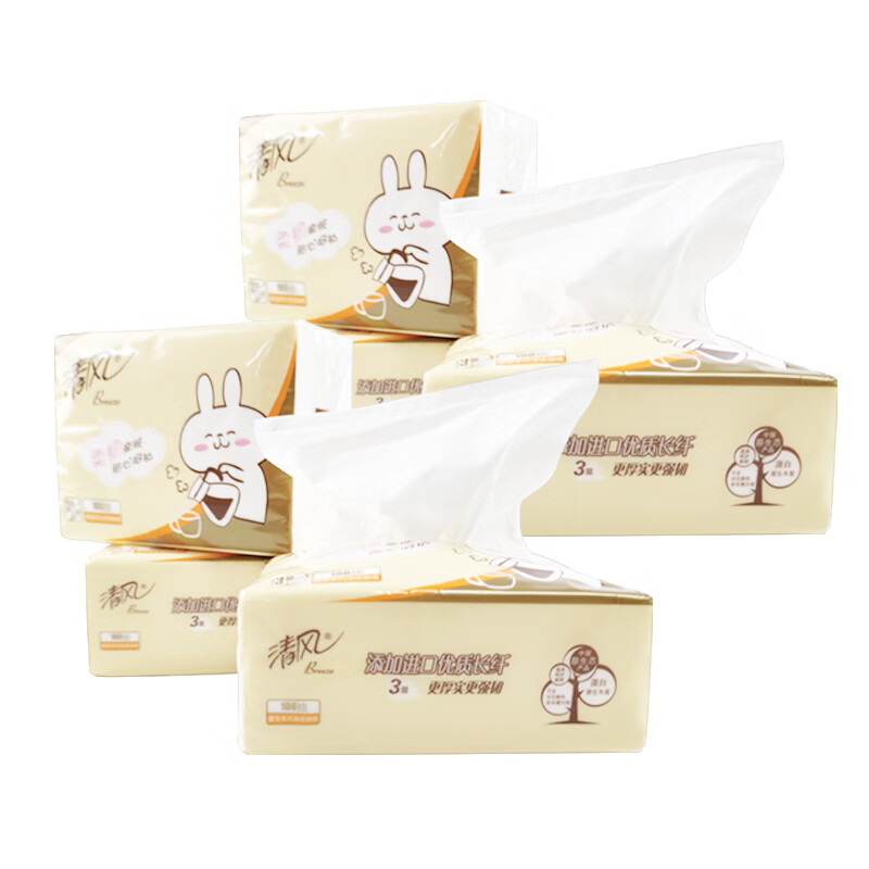 清风 萌宠系列 亲肤 抽纸100抽24包/箱(4包*6提)