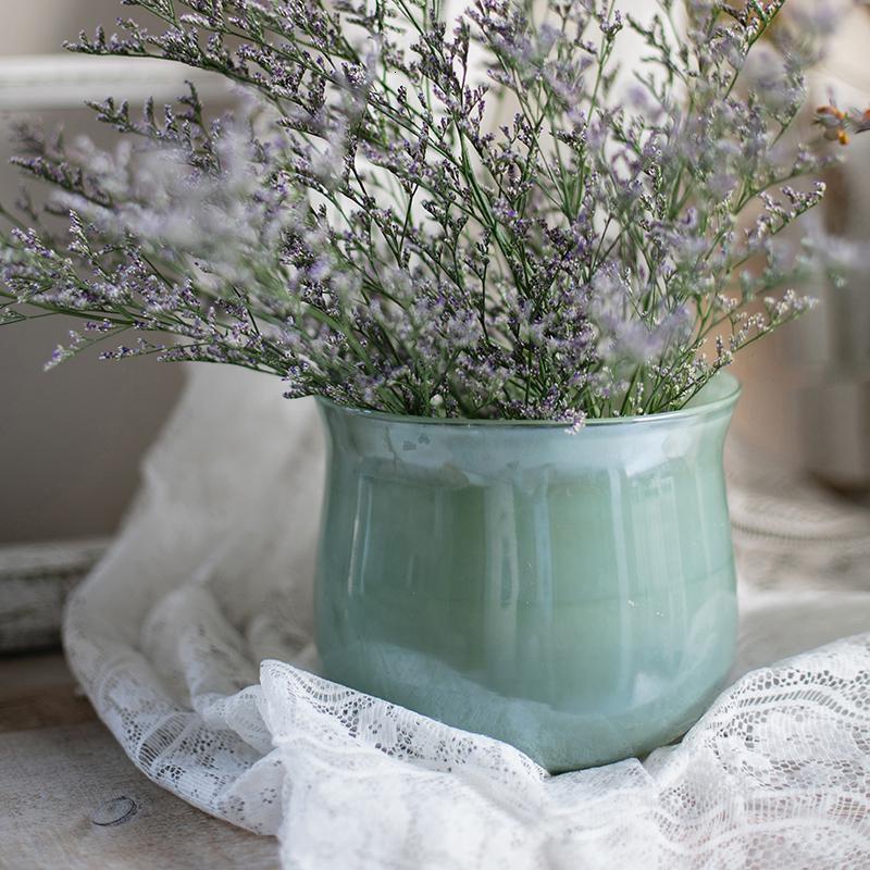 家柏饰(CORATED)汝海广口花瓶花器花尊玻璃器皿水培绿萝艺术手工摆件 汝海瓶(小)高清大图