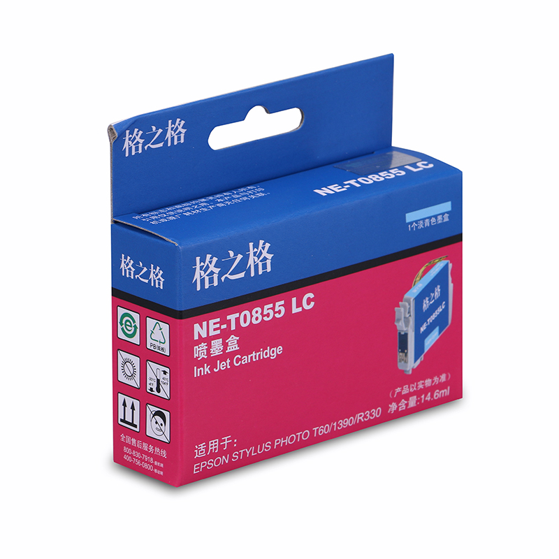 格之格T0855墨盒 NE-T0855LC淡青色2支装墨盒适用爱普生EPSON 1390打印机R330墨盒T60墨盒高清大图