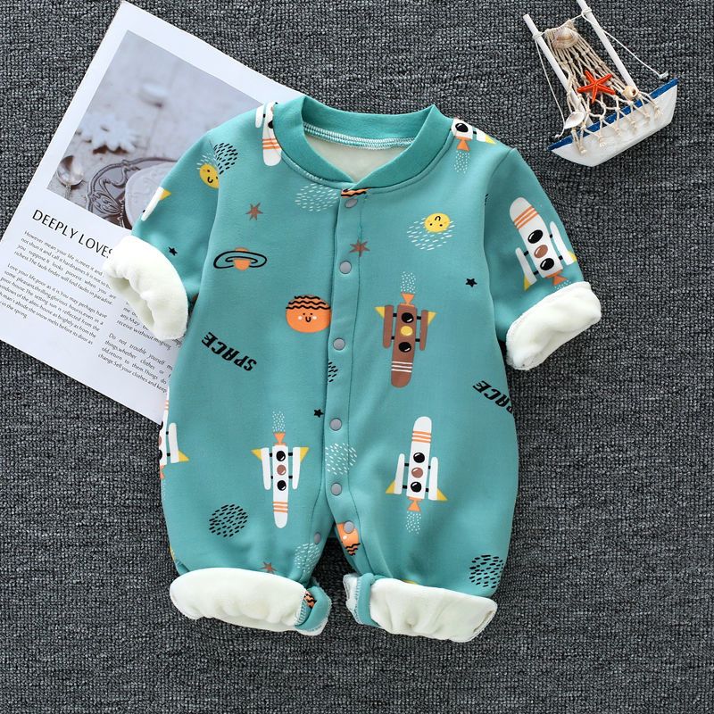 婴儿连体衣加绒加厚秋冬款幼儿保暖衣服莎丞