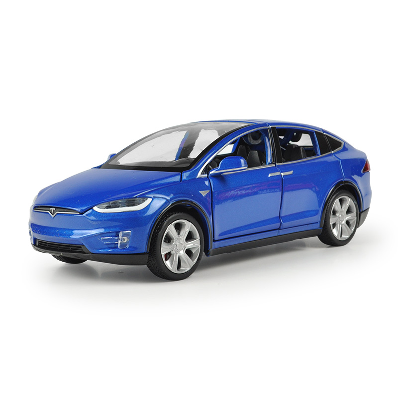 仿真特斯拉合金小汽车模型车儿童玩具车MODEL X回力车开 MODELX-蓝[简装]高清大图