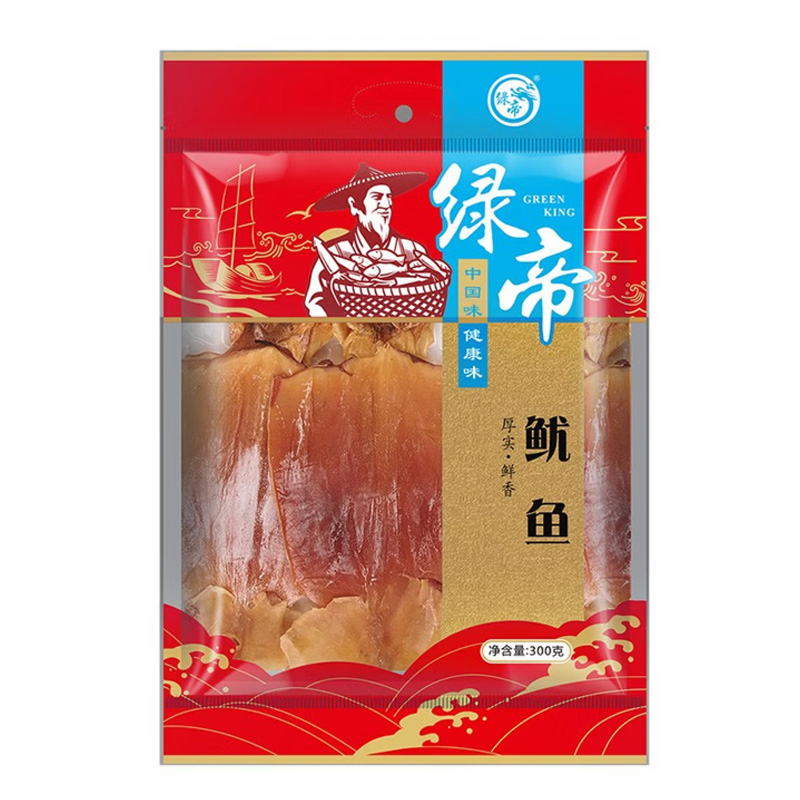绿帝鱿鱼干肉厚紧实鲜香有嚼劲弹韧纯粹回甘醇鲜不腥300g