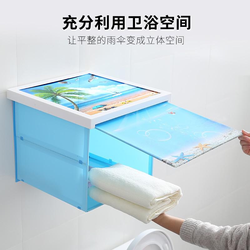 浴室衣服置物架可折叠壁画储物柜小卫生间收纳架免打孔壁挂式 三维工匠 收藏多赠1个无痕贴和4个备用扣储物架高清大图