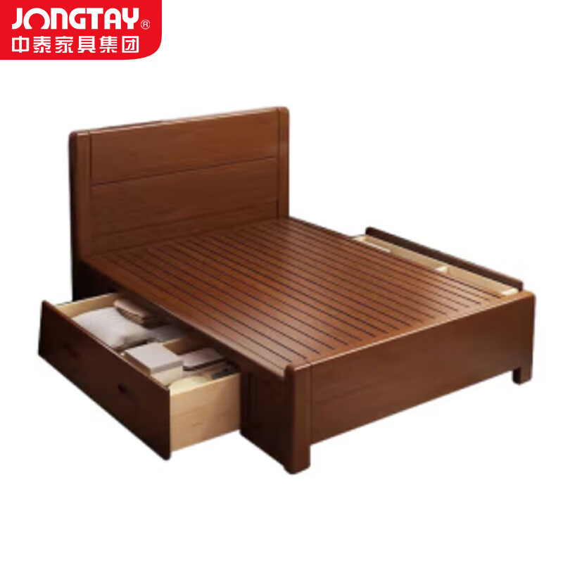 中泰(jongtay)1.8米实木床单双人中式箱框床 J-CDZ64
