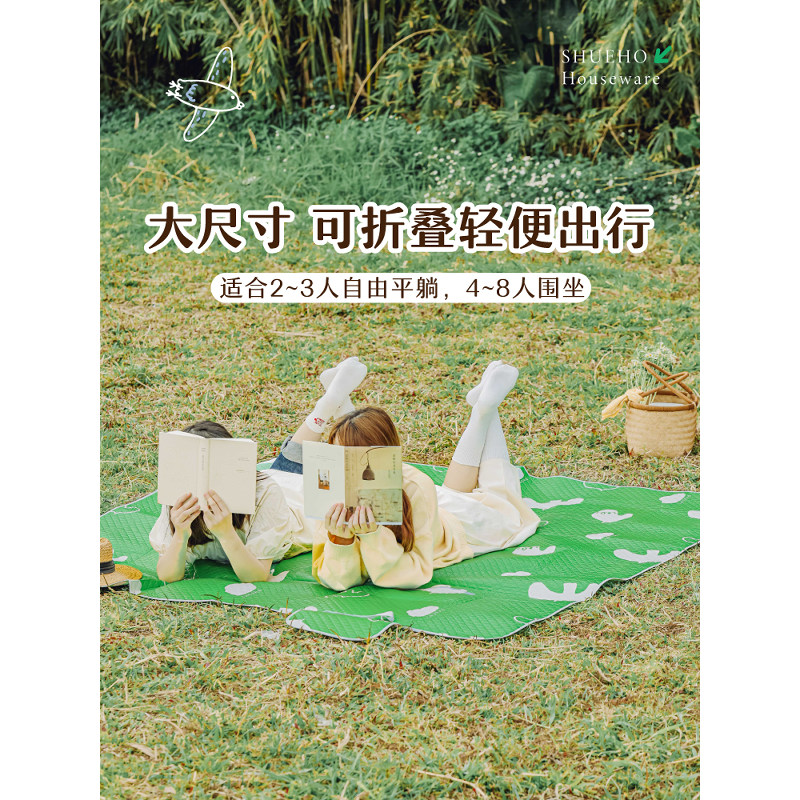 树可飞鸟集野餐垫防水防潮轻便外出草地户外露营便携春游沙滩垫子高清大图