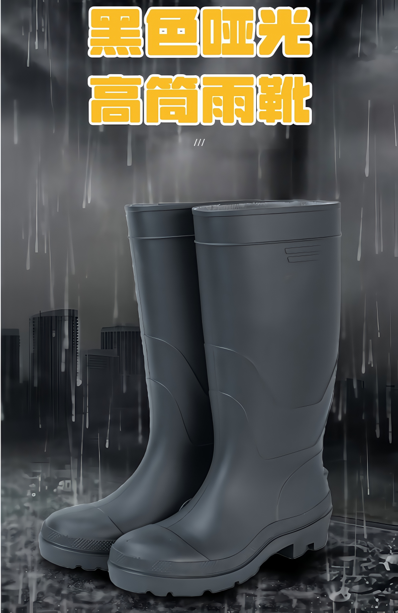 铁洋 黑色哑光高筒雨靴 TY-YX002 双高清大图