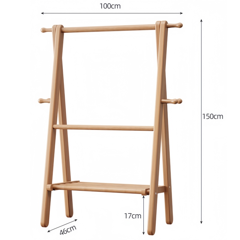 晨磊实木衣帽架100*46*150cm/个高清大图