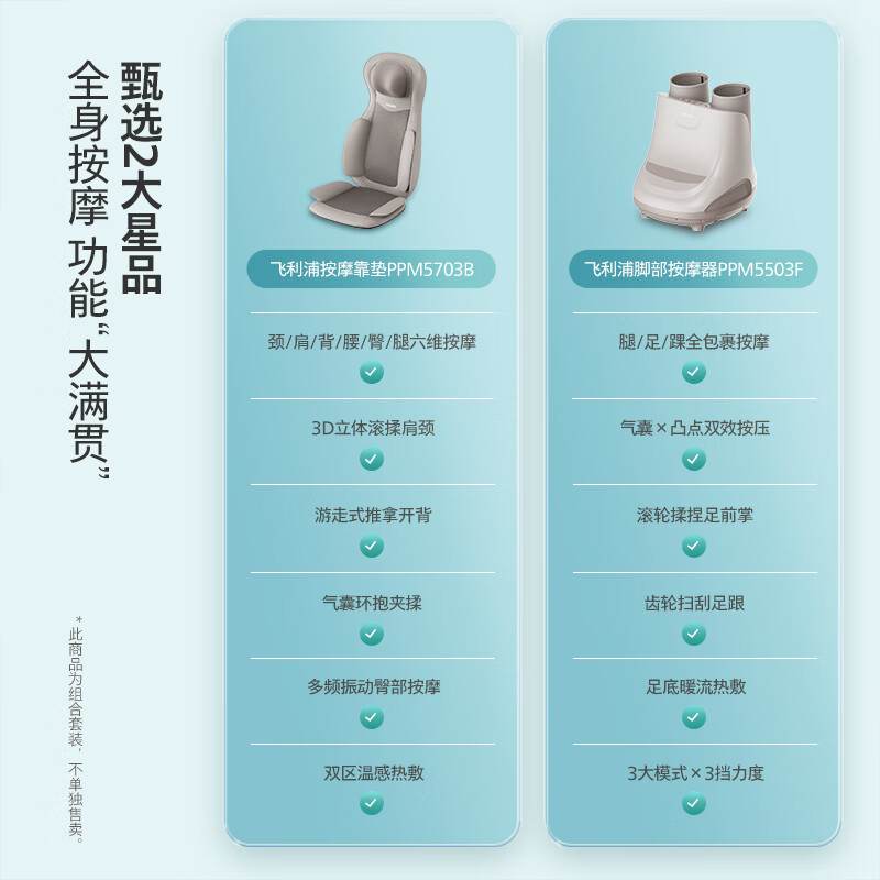 飞利浦腿部按摩器脚部足底按摩仪气囊热敷按足部 送送爸爸长辈父亲节礼物 暖灰色 [按摩套装5703B+5503F]高清大图