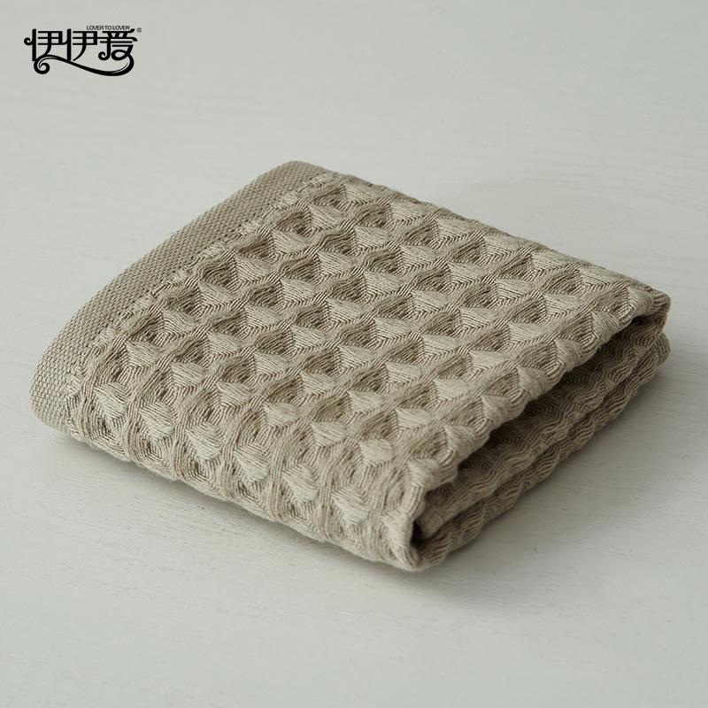 伊伊爱 YBH25233 蜂巢格方巾 棕色高清大图