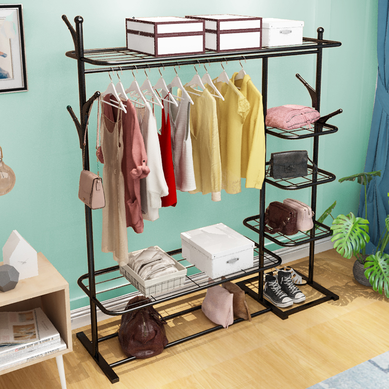 简易衣帽架落地挂衣架闪电客卧室家用置物架单杆式客厅房间衣服收纳架