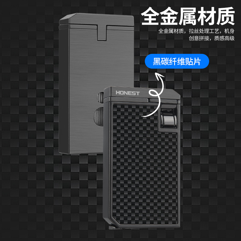 双火直冲大火力雪茄打火机翻盖全金属透明可视气窗男士礼高清大图