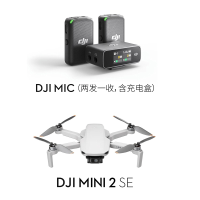 大疆 DJI Mini 2 SE 入门迷你航拍机+DJI Mic 无线麦克风 一拖二