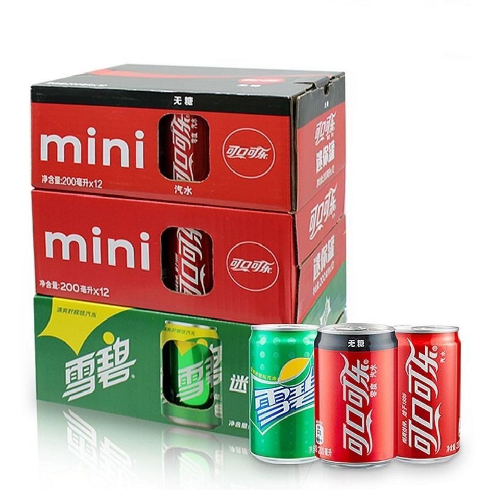 可口可乐雪碧200ml12听mini罐家用办公休闲差旅必备迷你罐碳酸饮料