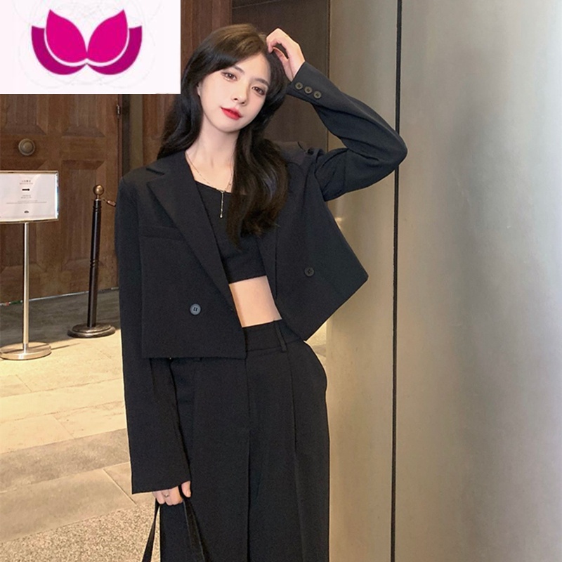 七斓春季2023御姐轻熟小香风职业西装外套阔腿裤套装女网红时尚套 L法式桔梗茶歇/盐系轻熟风/茶里茶气/独特别致绝美/小香风 黑色两件套显瘦成套搭配减龄大码春装春季甜美奶乖法式桔梗俏皮活
