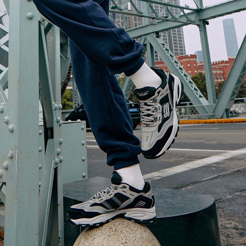 Skechers斯凯奇男鞋新款运动鞋厚底老爹鞋复古休闲鞋轻便减震健步鞋237067-CCBK ZP