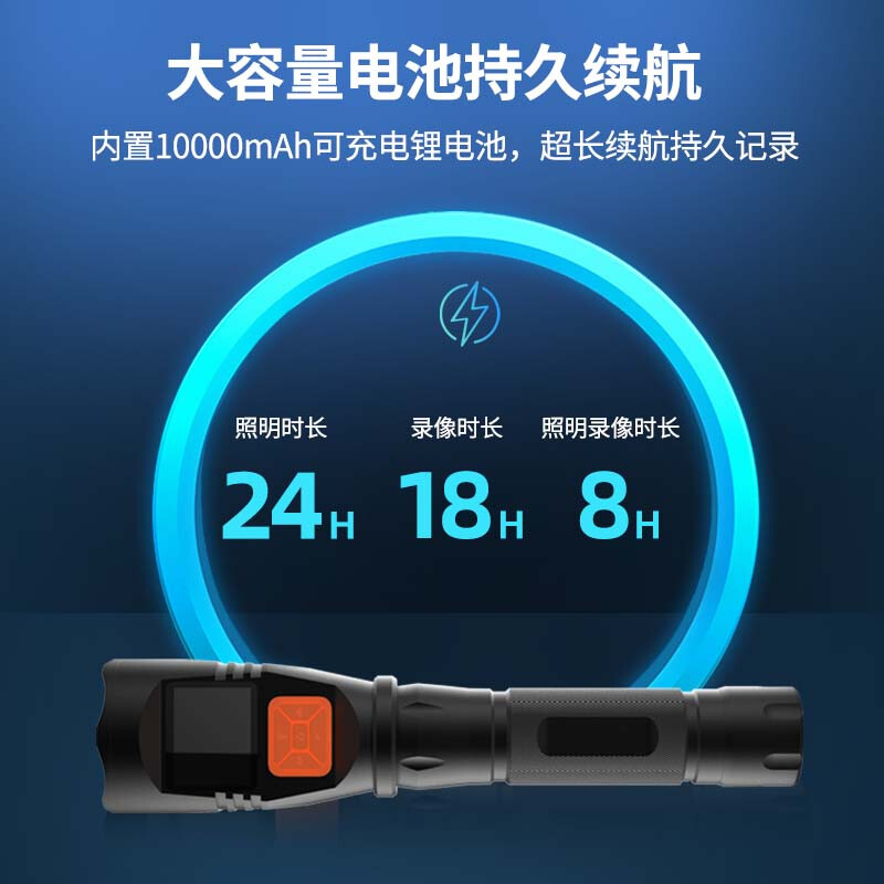 执法1号DSJ-T2PPRO手电筒式记录仪16G 高清红外摄像智能安全巡检高清大图