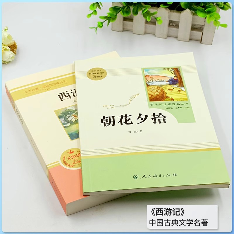 七上朝花、西游+七下骆驼、海底 [正版]朝花夕拾鲁迅原著+西游记无删减版七年级上册必读课外书人民教育出版社阅读白洋淀纪事高清大图