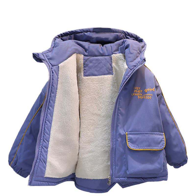 米菲童装男童加绒外套秋冬款新款百搭男孩外穿风衣儿童男加厚外套